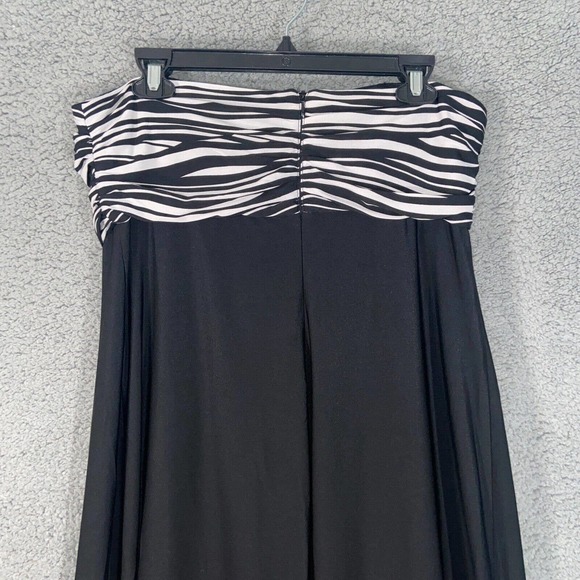Chico's Dress Womens 2 Black White Zebra Strapless Maxi Back Zip Stretch - Picture 8 of 13